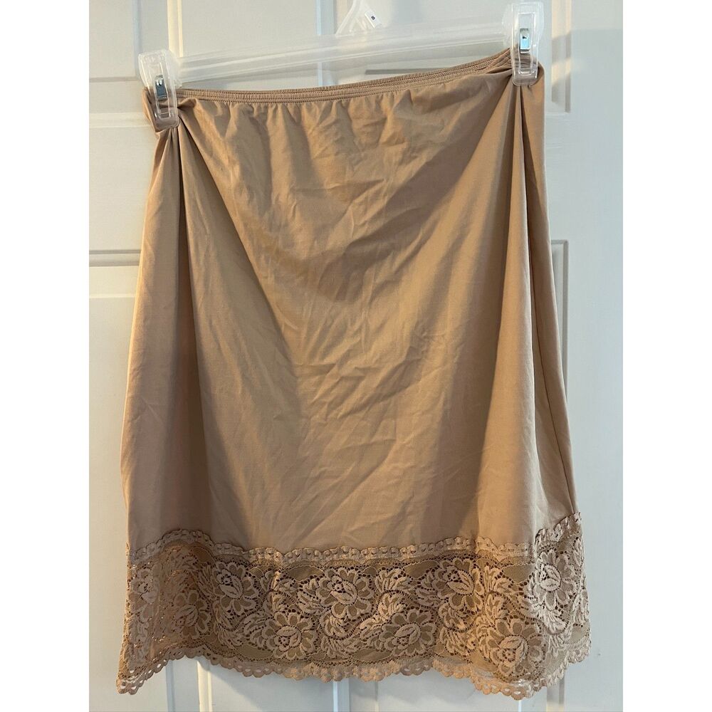 Vanity Fair Beige Nude Half Slip Skirt Lace Floral Large Coquette Romantic